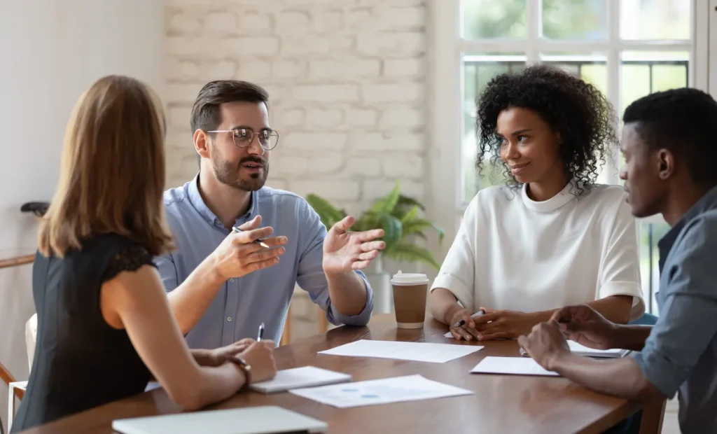 Experienced construction consultants and project managers discussing building consultancy services in Dubai and Abu Dhabi.